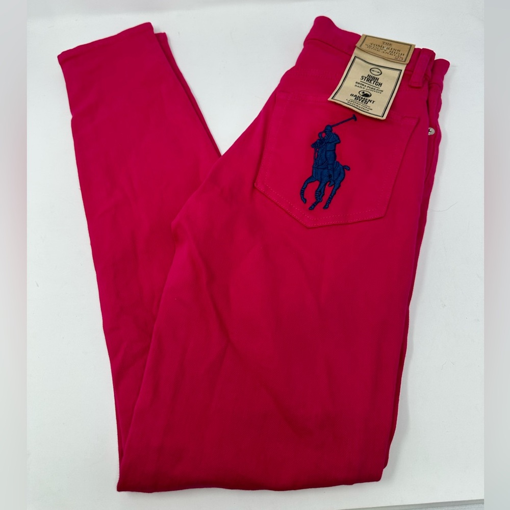 NWT Polo Ralph Lauren Sz 25 Women's Pink Tompkins Skinny High Rise Ankle Jeans